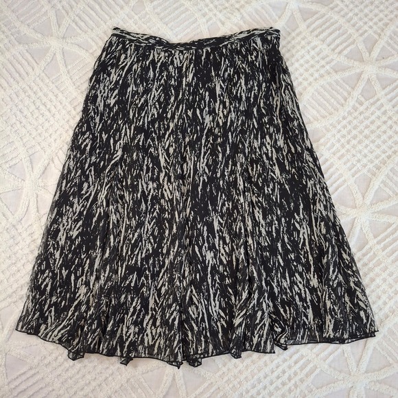 Coldwater Creek Dresses & Skirts - Coldwater Creek Womens Medium Black White Abstract Print Chiffon Midi Skirt